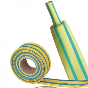 Yellow/Green Stripped flexible flame-retardant single wall tubing W-1-HL(2X,3X)