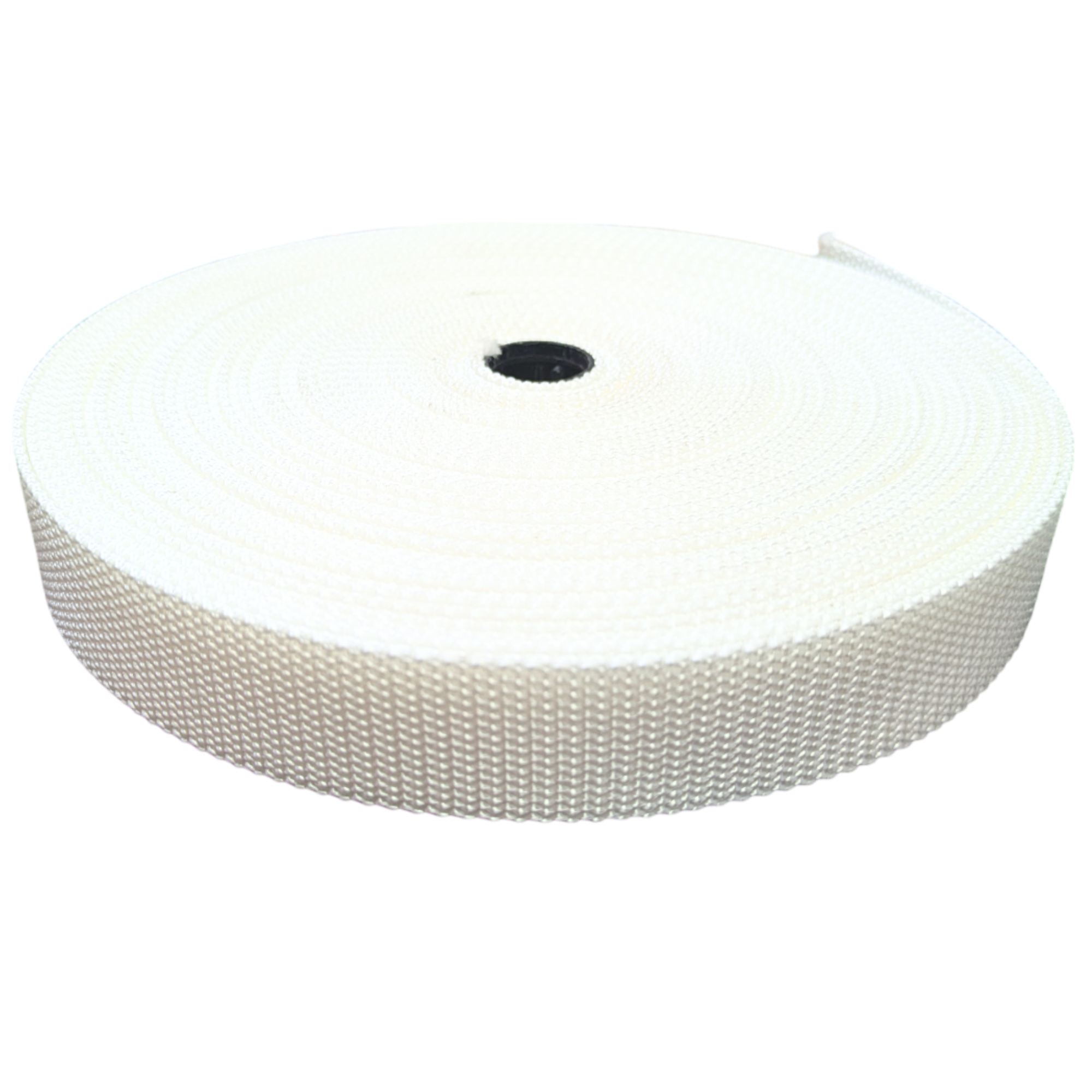 White buff basket weave polyester webbing tape